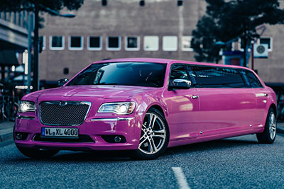 Pink stretch limousine in Hamburg